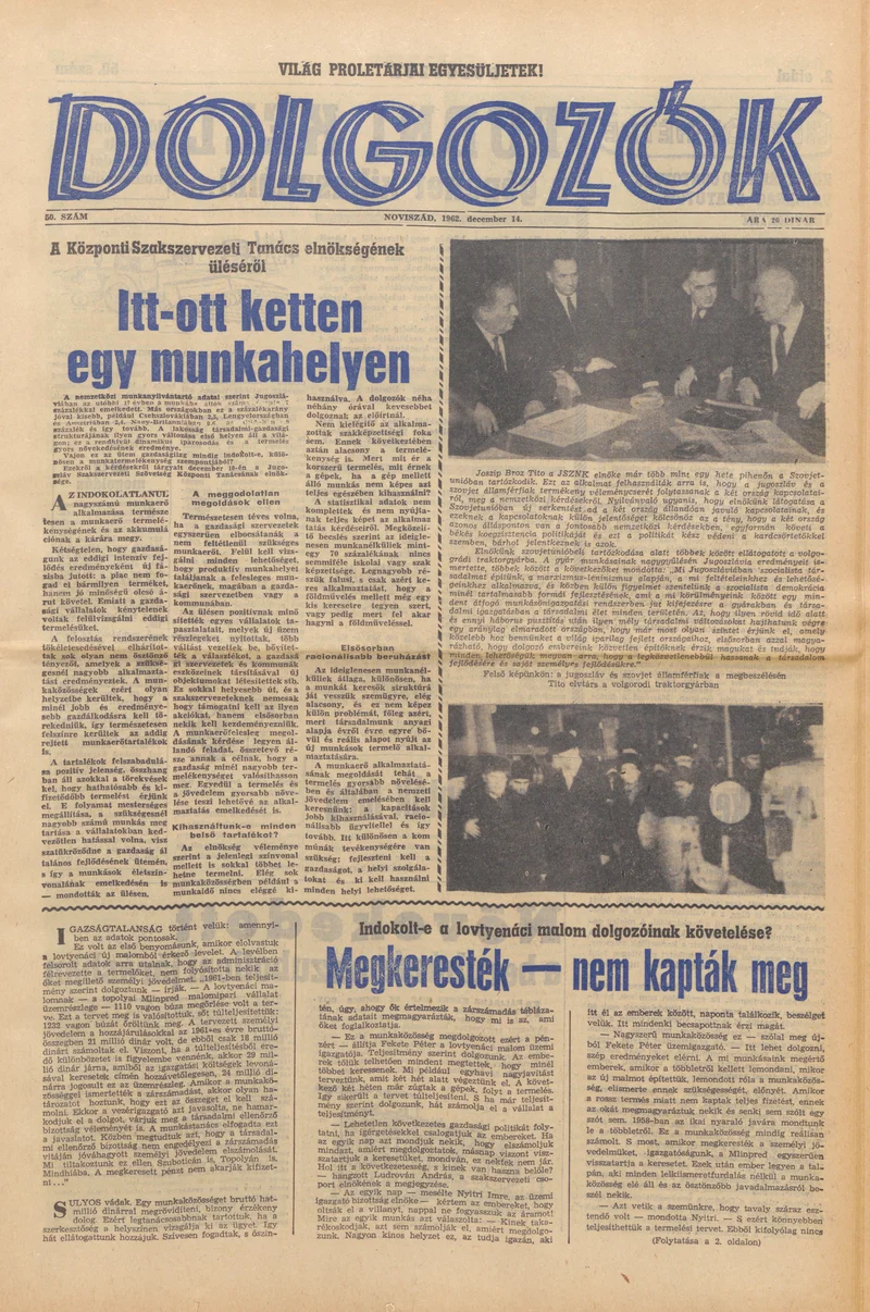 Dolgozók, 16. évf. 1962. december 14. 50. sz.