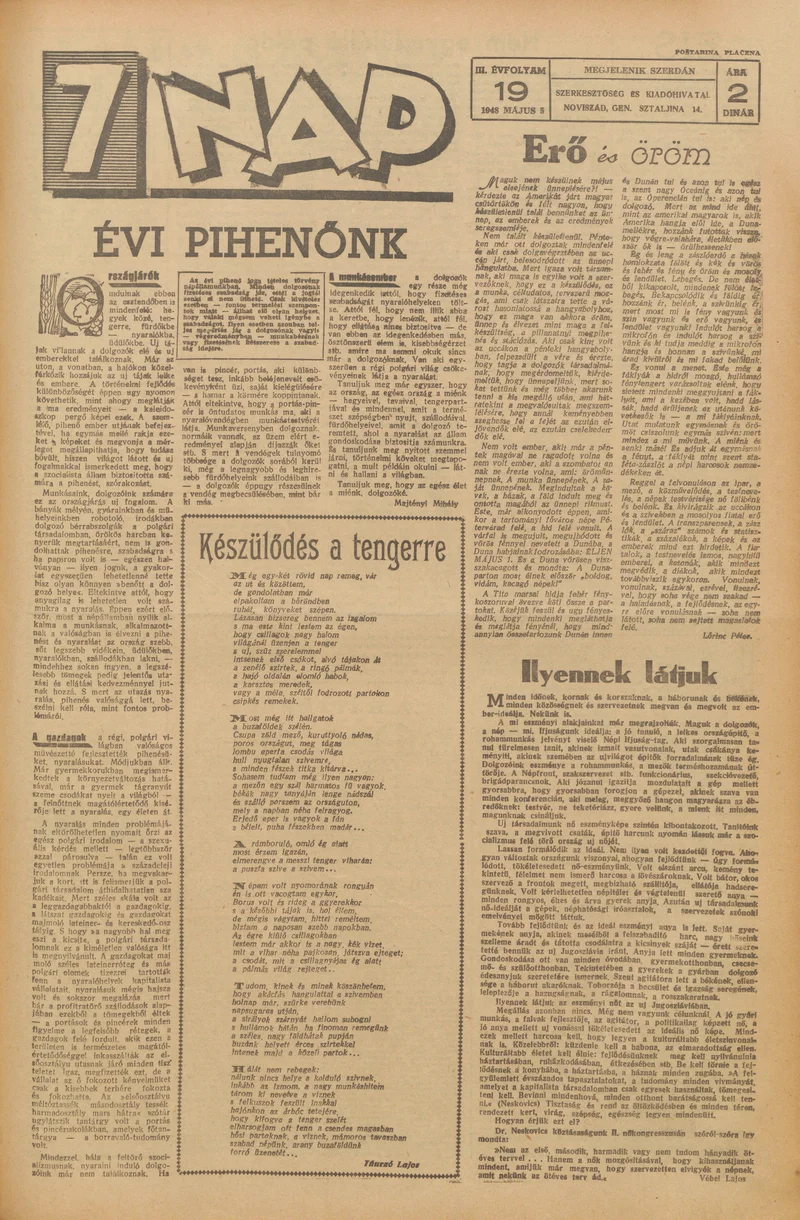 7 Nap, 3. évf. 1948. május 5. 19. sz. 1–4. oldal