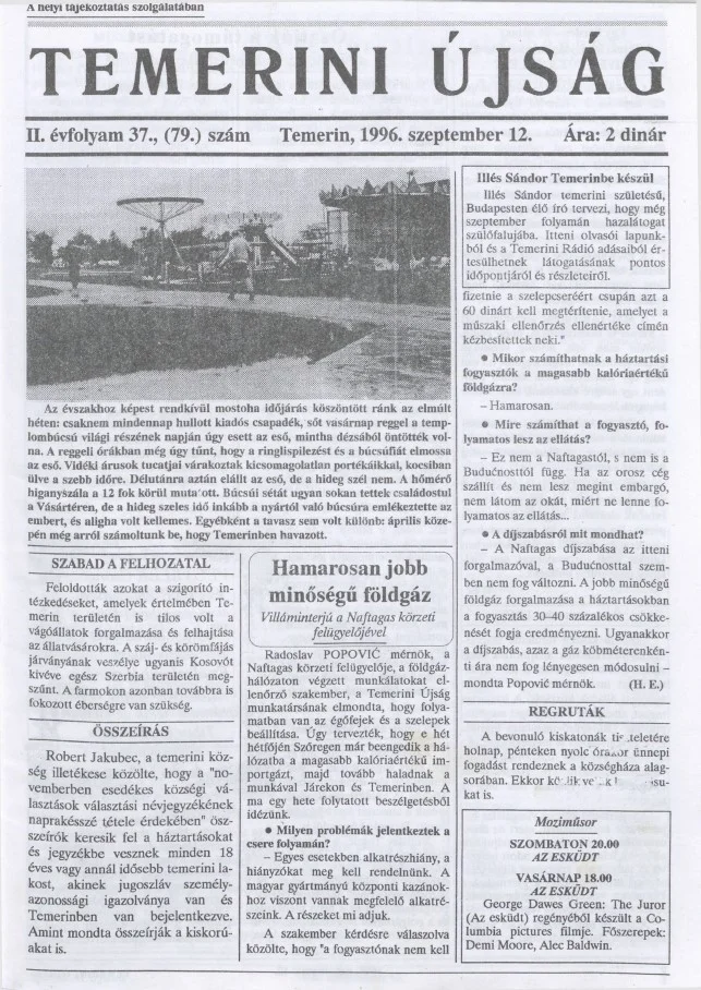 Temerini Újság, 2. évf. 1996. szeptember 12. 37. sz.