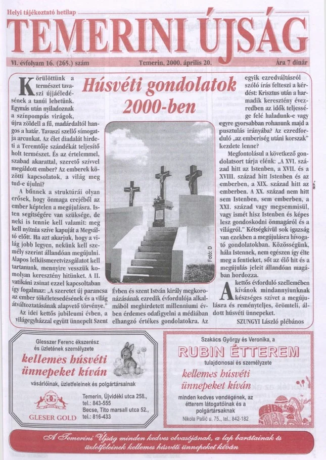 Temerini Újság, 6. évf. 2000. április 20. 16. sz.