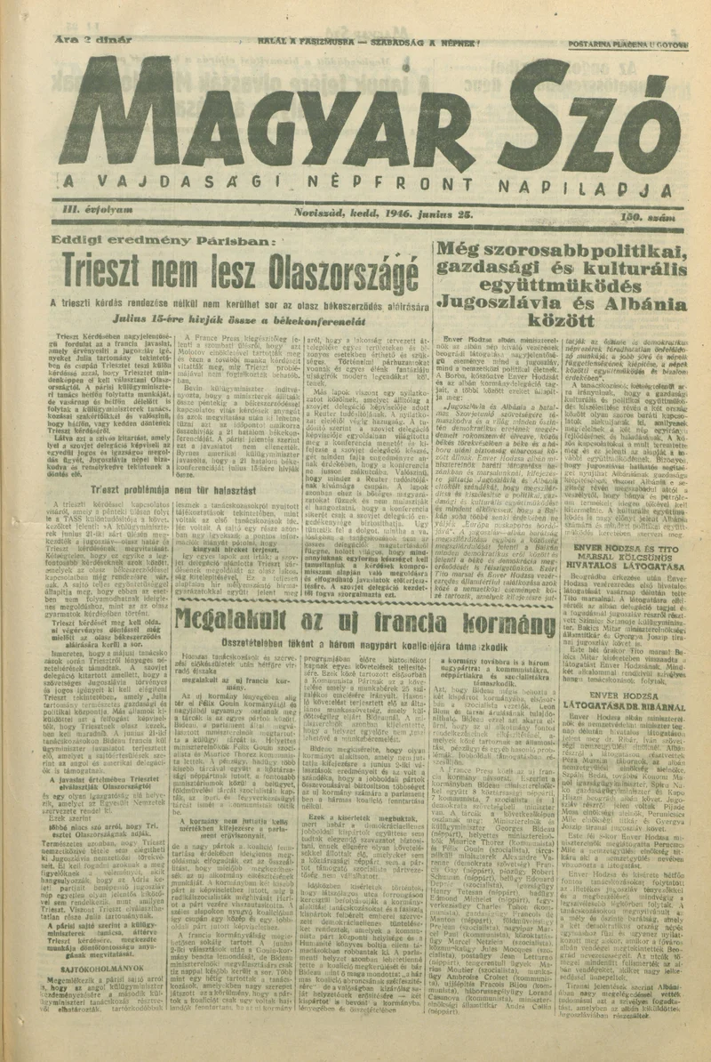 Magyar Szó, 3. évf. 1946. június 25. 150. sz. 1–8. oldal