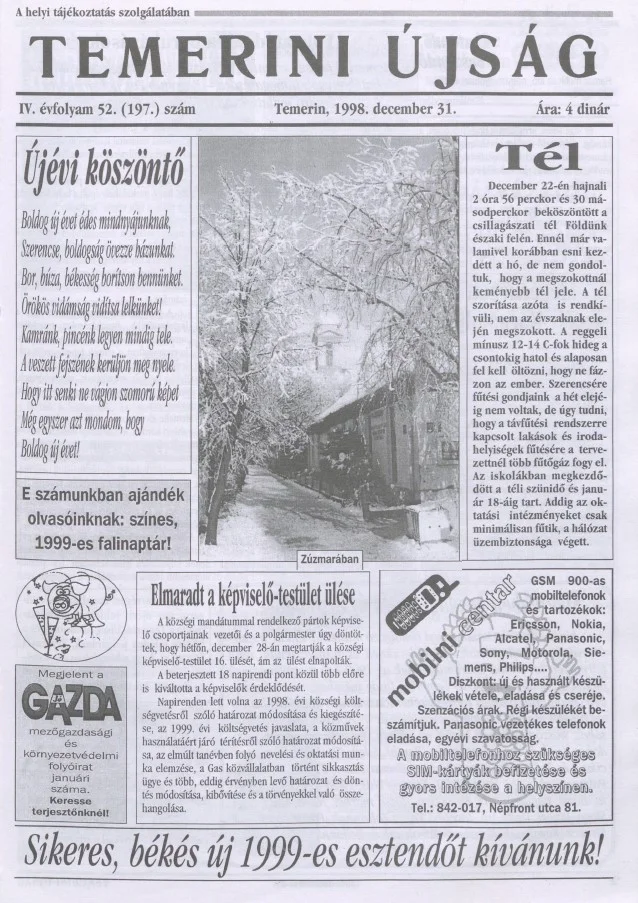 Temerini Újság, 4. évf. 1998. december 31. 52. sz.