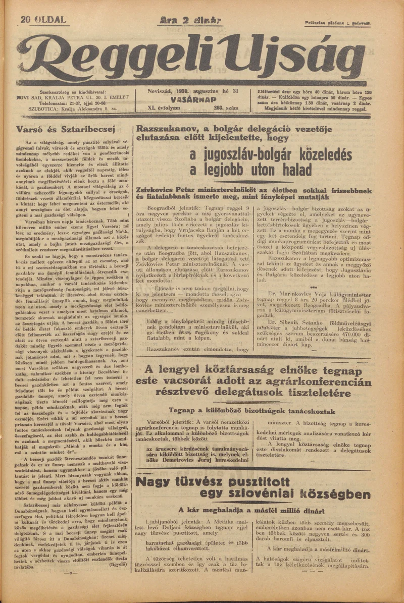 Reggeli Újság, 11. évf. 1930. augusztus 31. 203. sz.