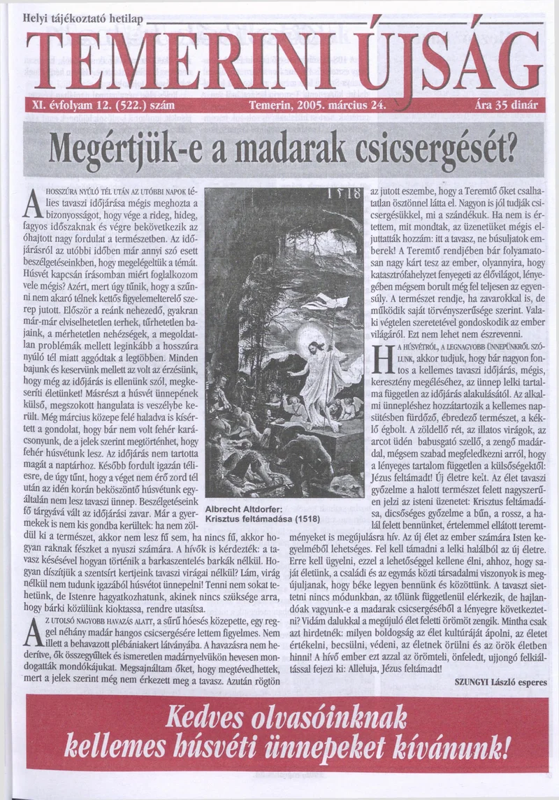 Temerini Újság, 11. évf. 2005. március 24. 12. sz.