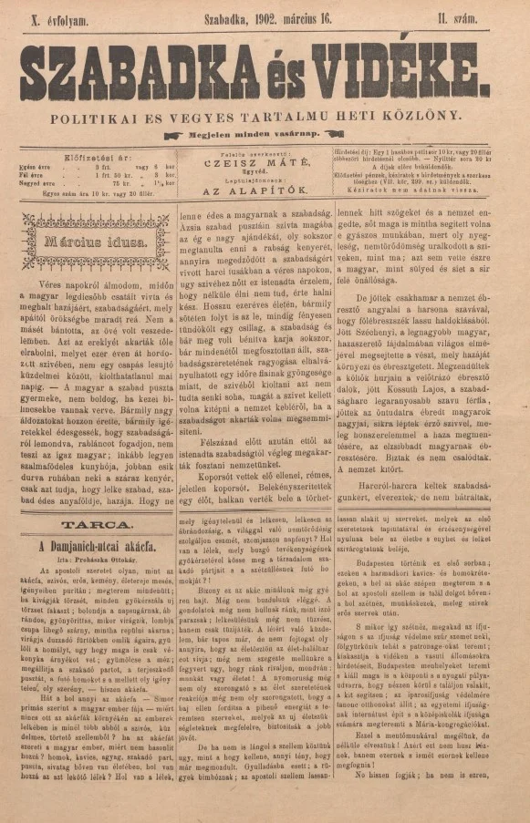 Szabadka és vidéke II, 10. évf. 1902. március 16. 11. sz.