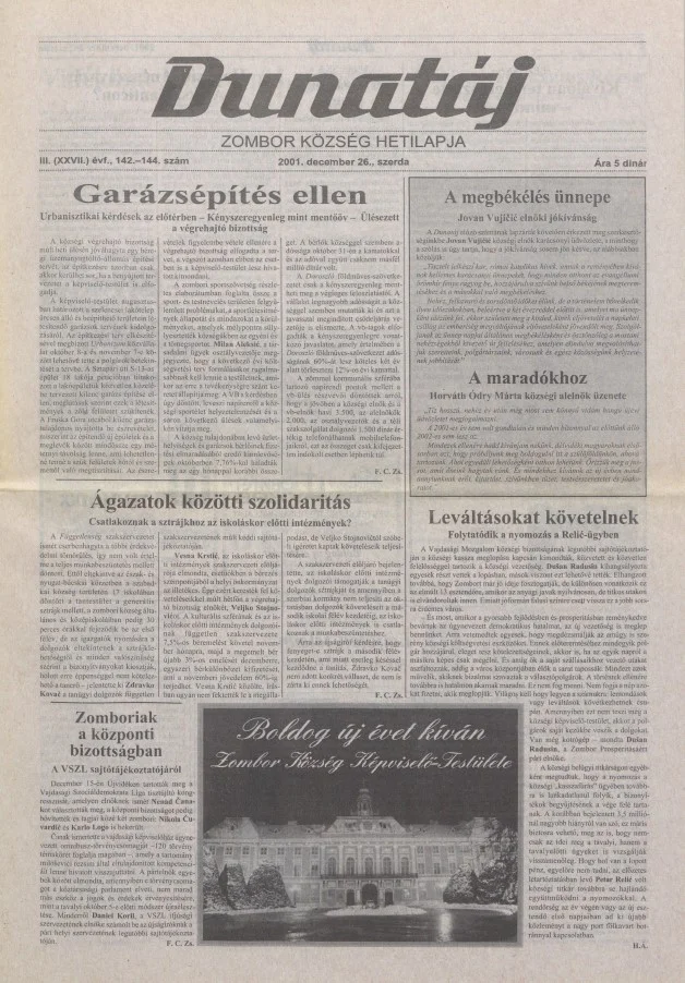 Dunatáj, 3. évf. 2001. december 26. 142–144. sz.