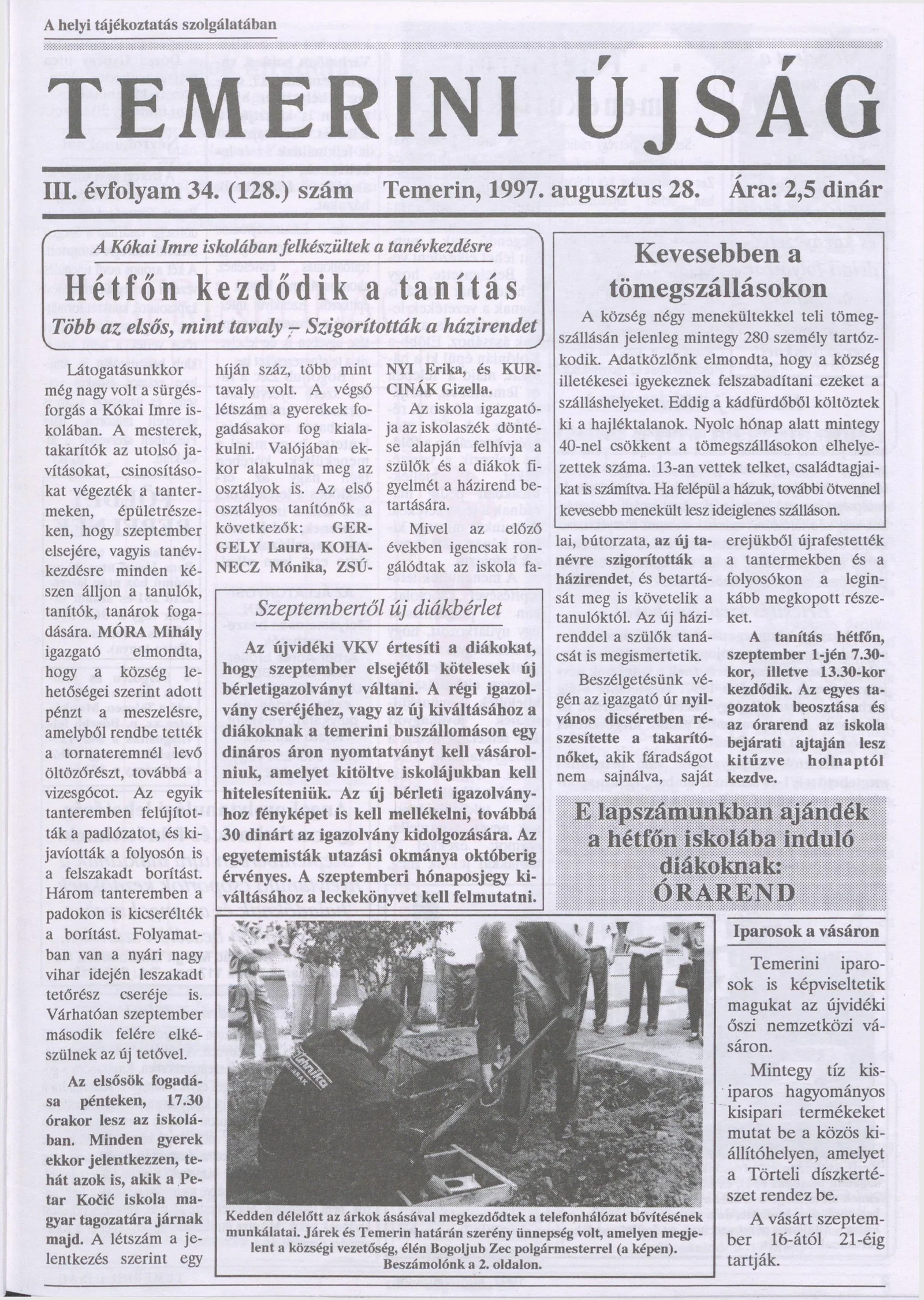 Temerini Újság, 3. évf. 1997. augusztus 28. 34. sz.