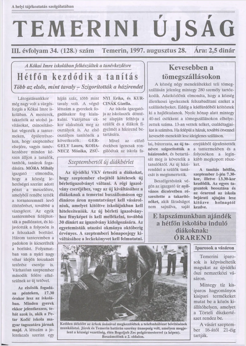 Temerini Újság, 3. évf. 1997. augusztus 28. 34. sz.
