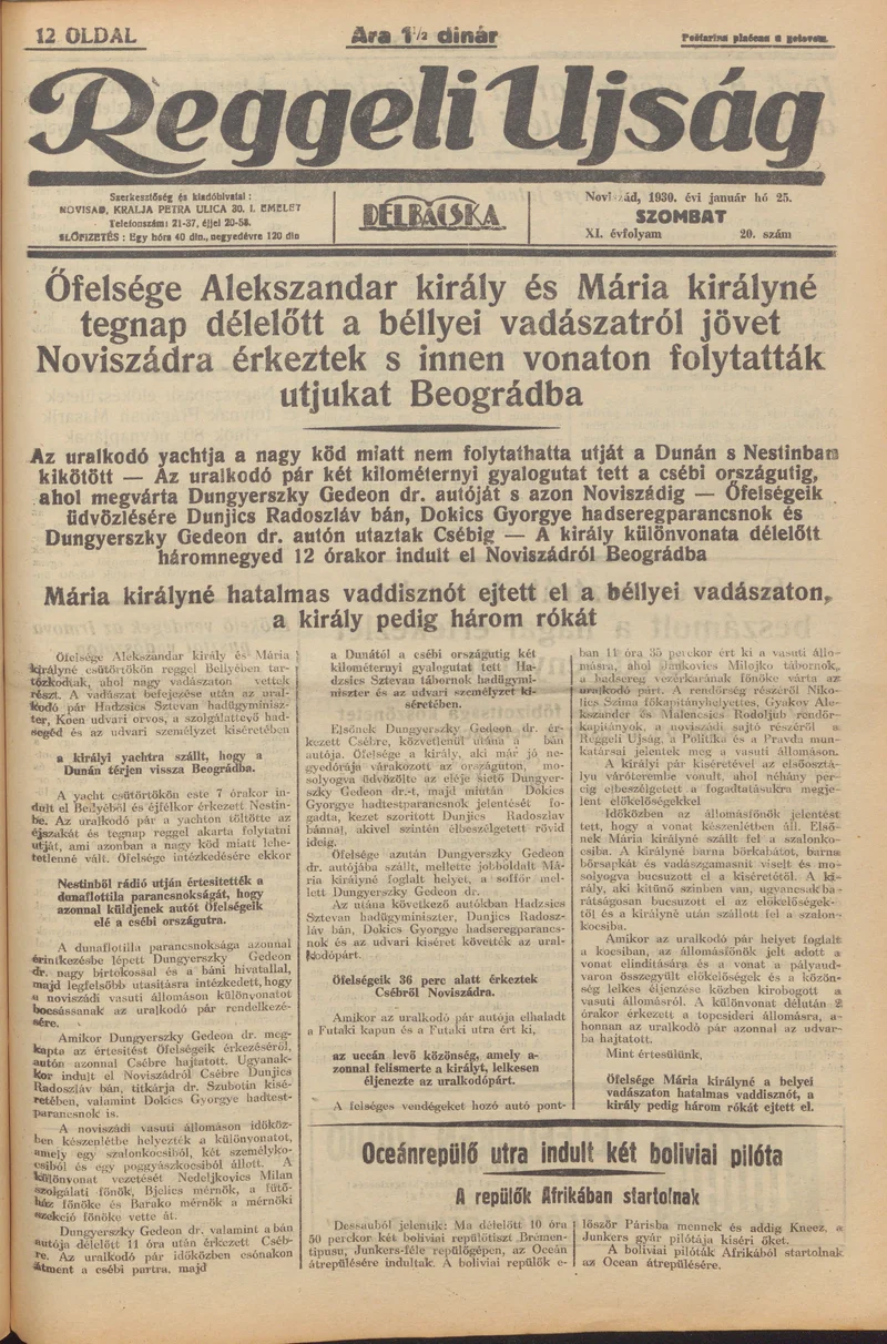 Reggeli Újság, 11. évf. 1930. január 25. 20. sz.