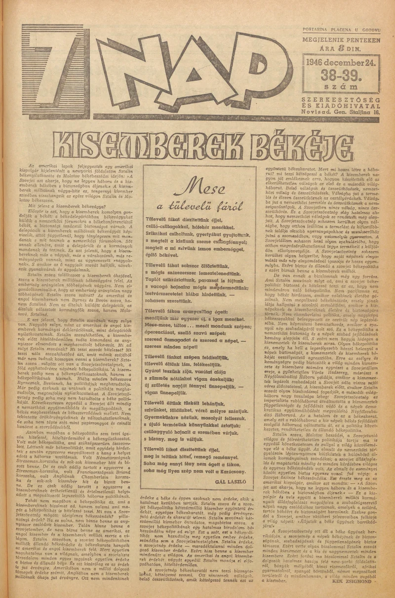 7 Nap, 1. évf. 1946. december 24. 38–39. sz. 1–20. oldal