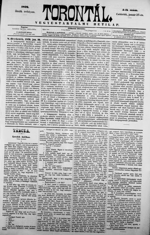 Torontál, 5. évf. 1876. január 27. 4. sz.