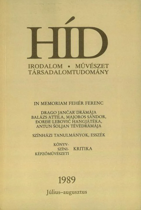 Híd, 53. évf. 1989. július – augusztus. 7–8. sz. 789–996. oldal