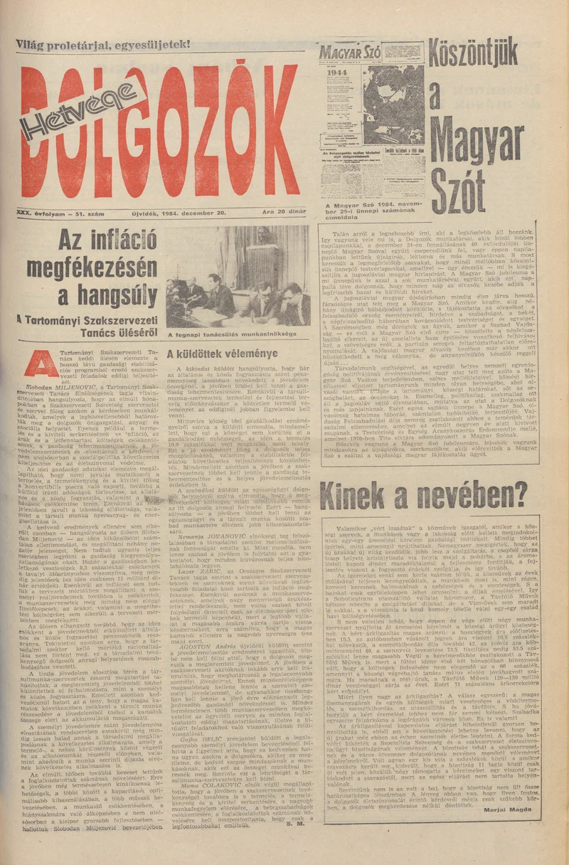 Dolgozók, 38. évf. 1984. december 20. 51. sz.