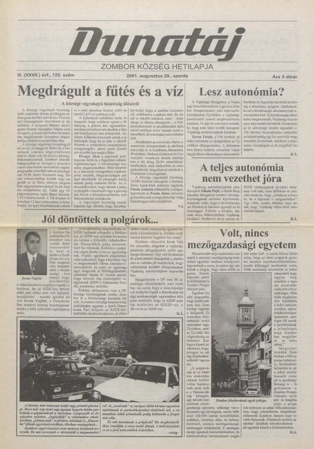 Dunatáj, 3. évf. 2001. augusztus 29. 125. sz.