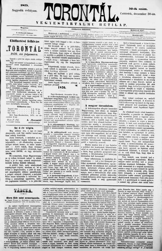 Torontál, 4. évf. 1875. december 30. 52. sz.