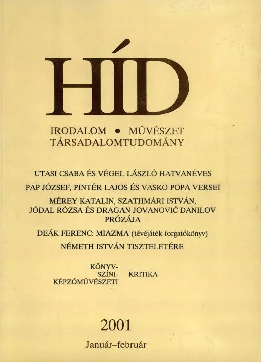 Híd, 65. évf. 2001. január – február. 1–2. sz. 1–176. oldal