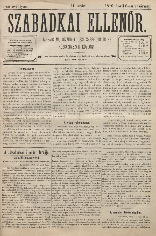 Szabadkai Ellenőr, 1. évf. 1879. április 6. 11. sz.