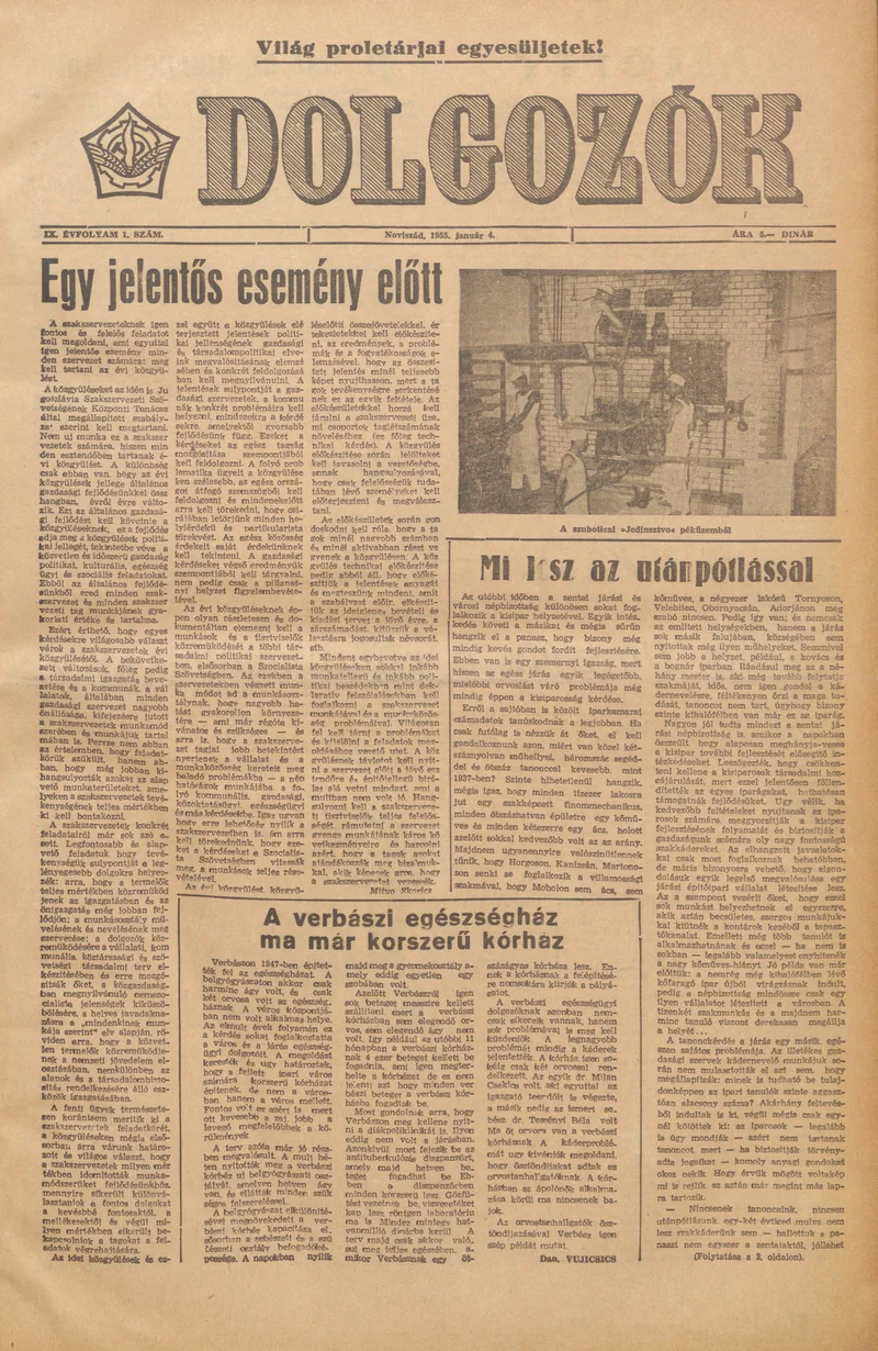 Dolgozók, 9. évf. 1955. január 4. 1. sz.