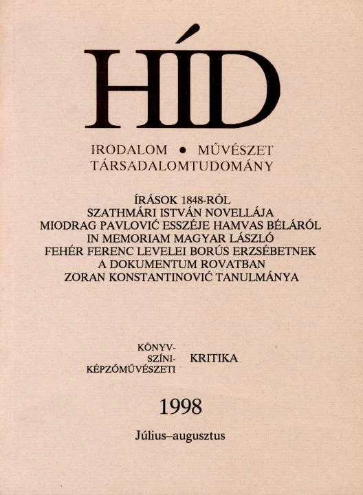 Híd, 62. évf. 1998. július – augusztus. 7–8. sz. 569–696. oldal