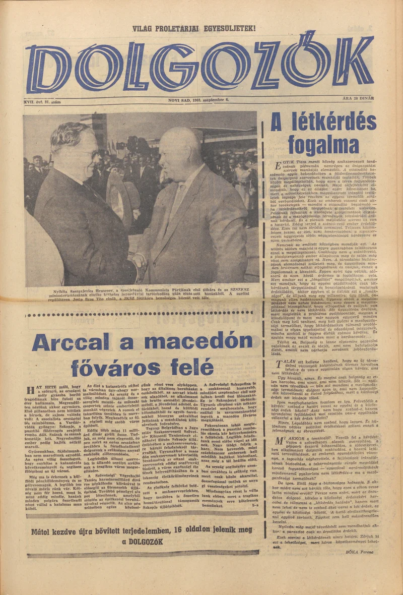 Dolgozók, 17. évf. 1963. szeptember 6. 37. sz.