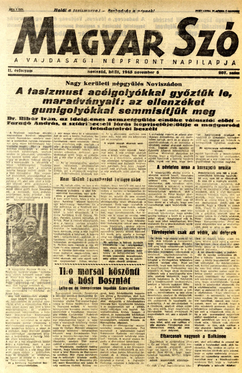 Magyar Szó, 2. évf. 1945. november 5. 257. sz. 1–4. oldal