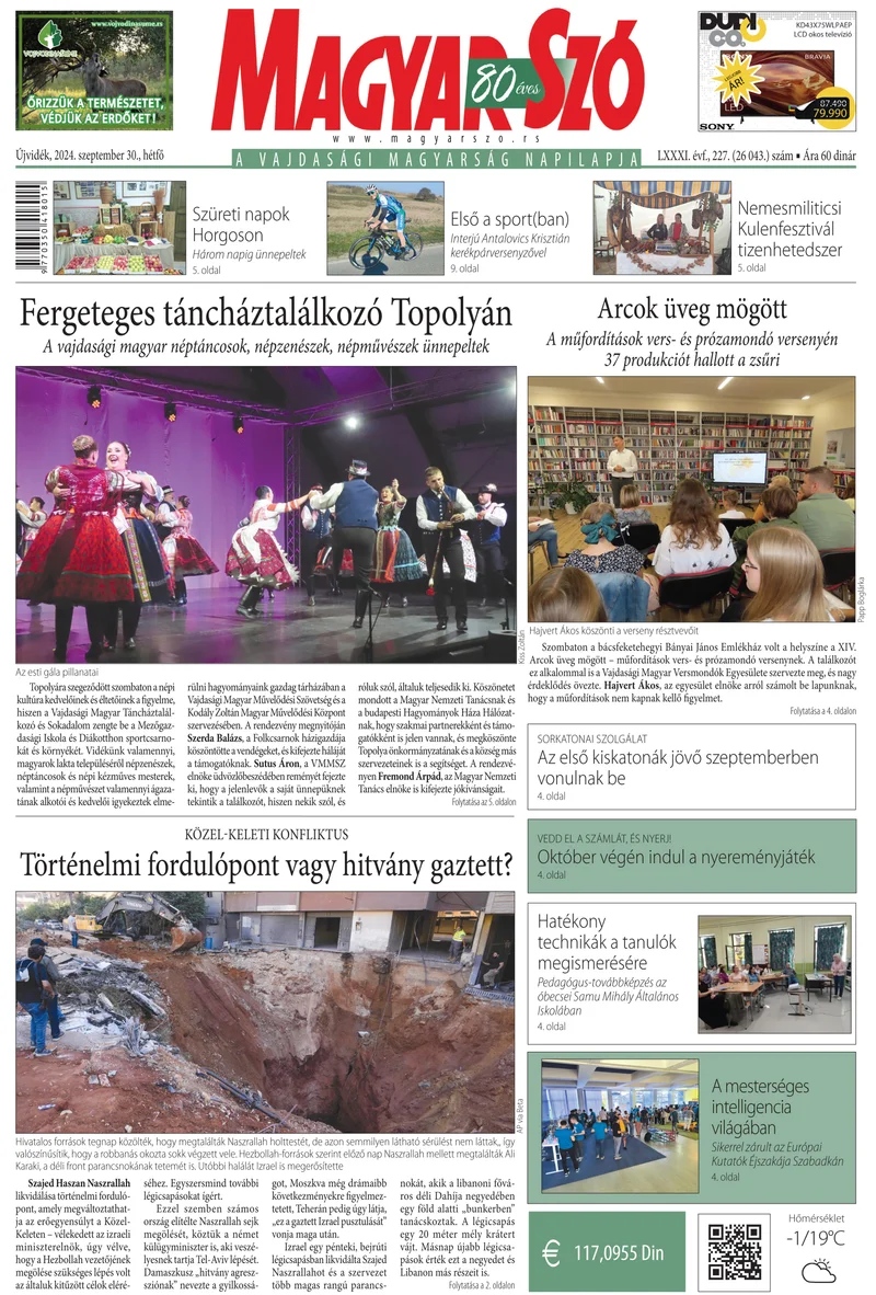 Magyar Szó, 81. évf. 2024. szeptember 30. 227. sz. 1–16. oldal