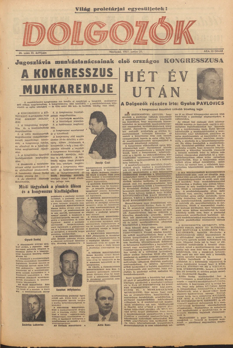 Dolgozók, 11. évf. 1957. június 25. 26. sz.