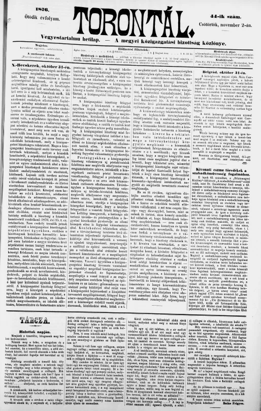 Torontál, 5. évf. 1876. november 2. 44. sz.