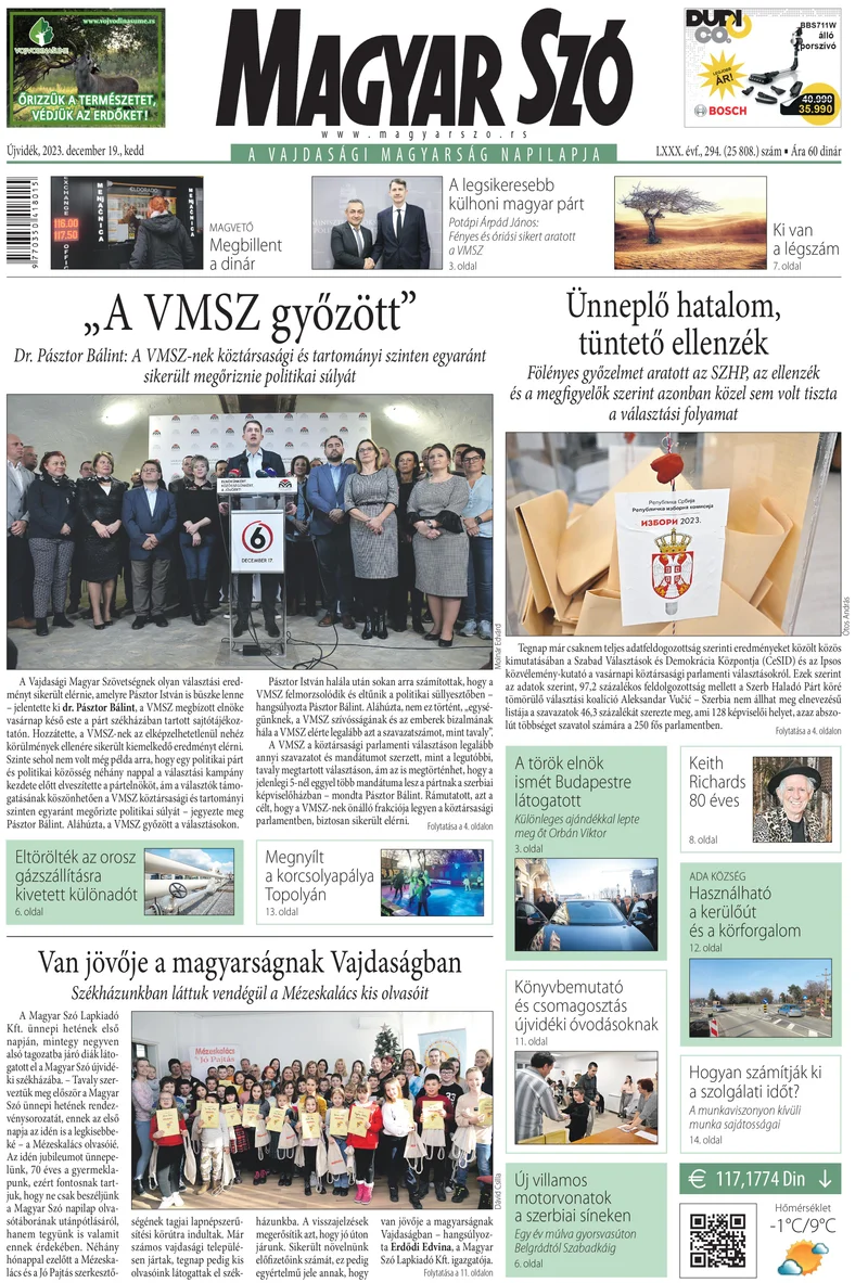 Magyar Szó, 80. évf. 2023. december 19. 294. sz. 1–20. oldal