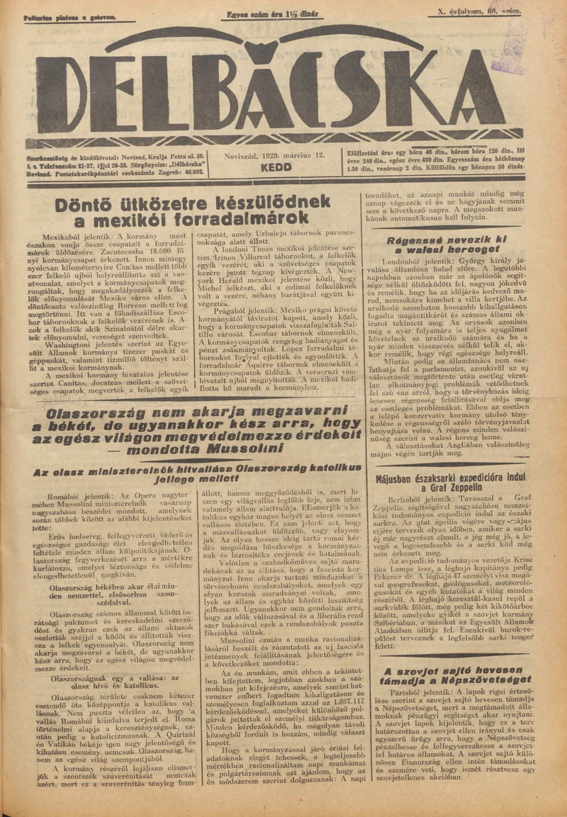 Délbácska, 10. évf. 1929. március 12. 60. sz.
