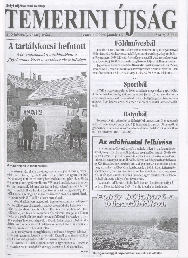 Temerini Újság, 10. évf. 2004. január 15. 3. sz.