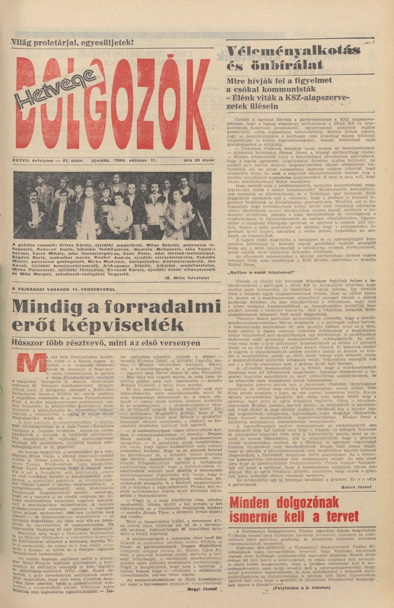 Dolgozók, 38. évf. 1984. október 11. 41. sz.