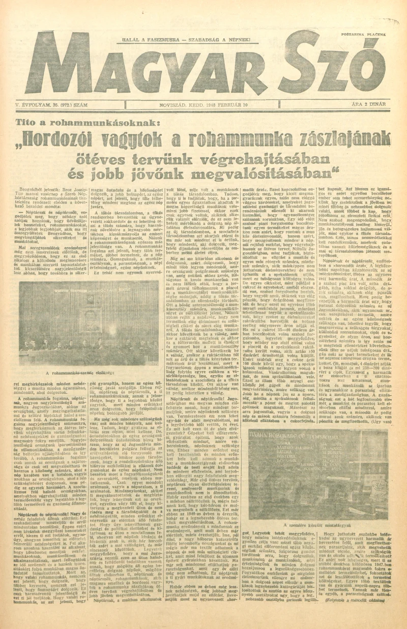 Magyar Szó, 5. évf. 1948. február 10. 35. sz. 1–6. oldal