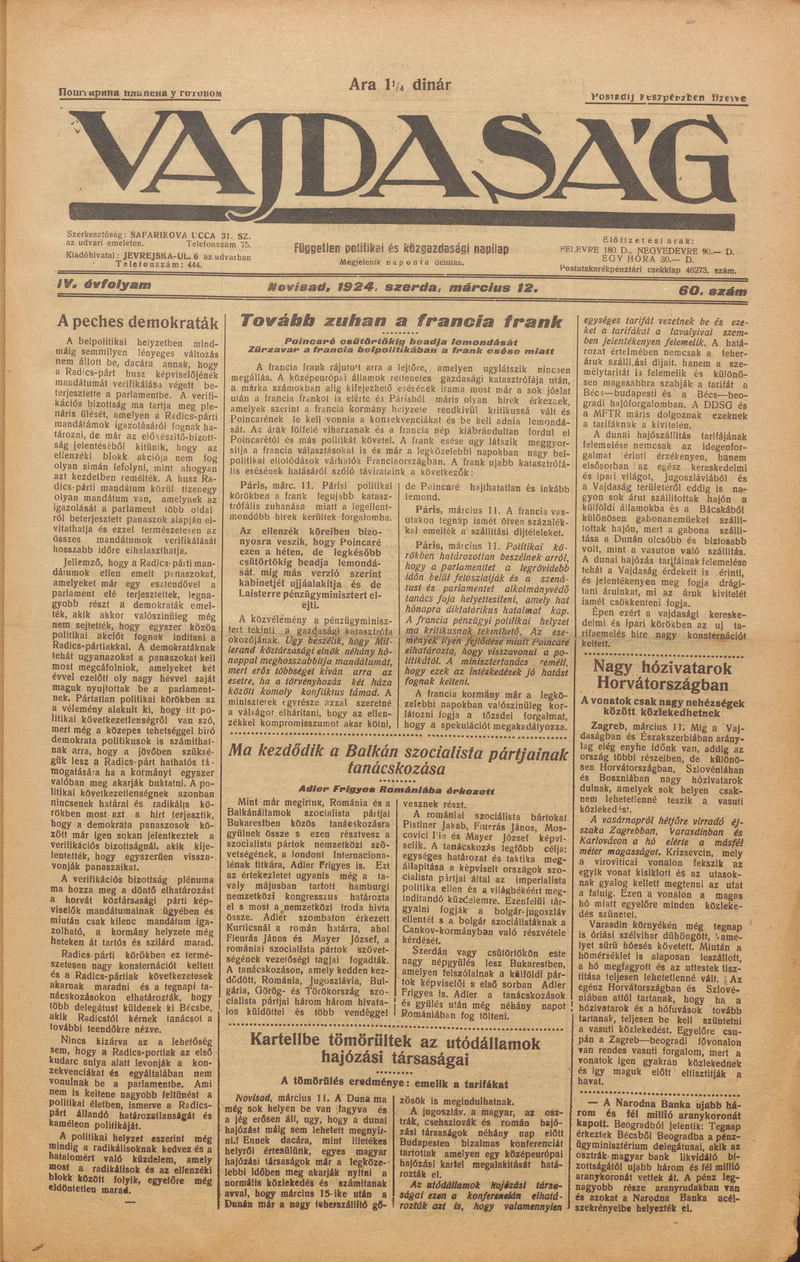 Vajdaság, 4. évf. 1924. március 12. 60. sz.