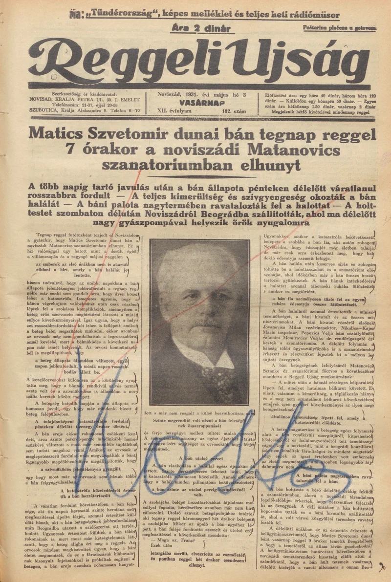 Reggeli Újság, 12. évf. 1931. május 3. 102. sz.