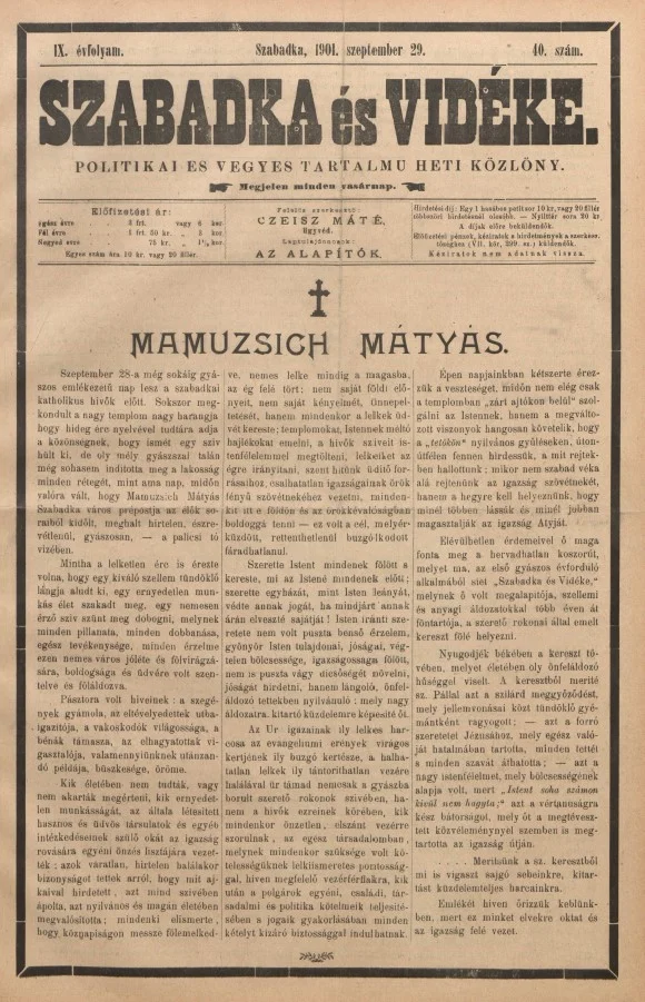 Szabadka és vidéke II, 9. évf. 1901. szeptember 29. 40. sz.