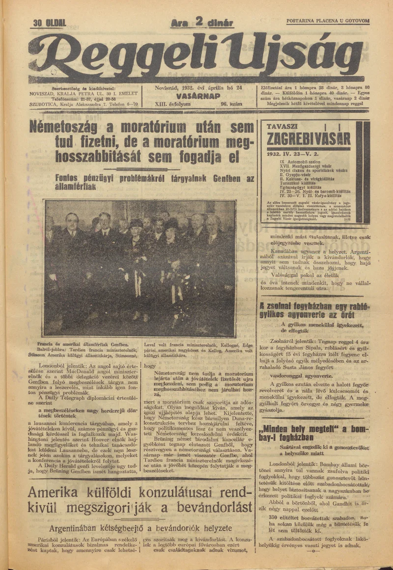 Reggeli Újság, 13. évf. 1932. április 24. 96. sz.