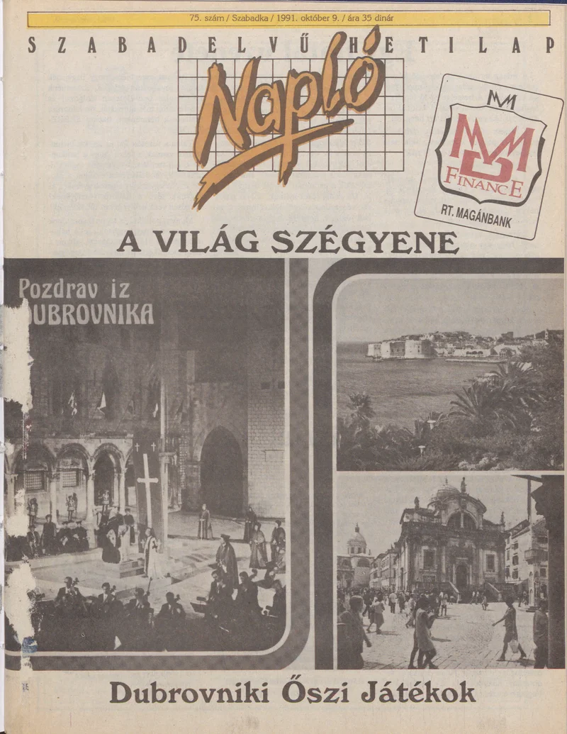 Napló - Szabadelvű hetilap, 2. évf. 1991. október 9. 75. sz.