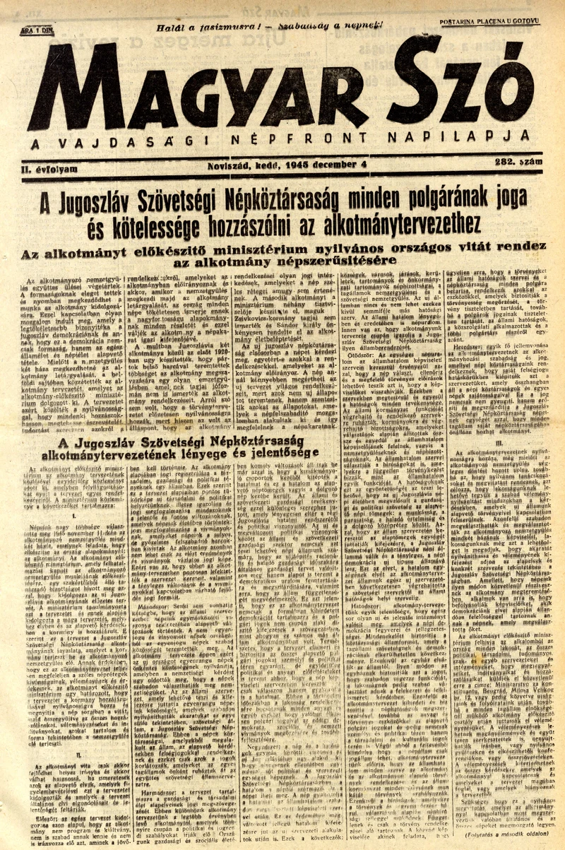 Magyar Szó, 2. évf. 1945. december 4. 282. sz. 1–6. oldal