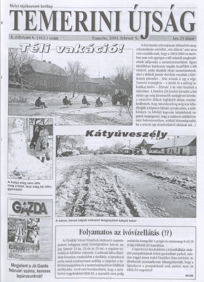Temerini Újság, 10. évf. 2004. február 5. 6. sz.