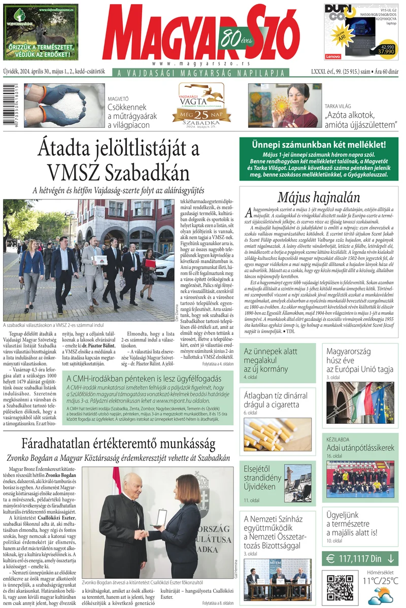 Magyar Szó, 81. évf. 2024. április 30. 99. sz. 1–20. oldal