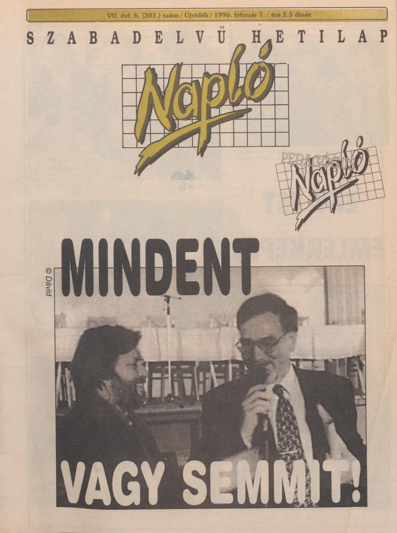 Napló - Szabadelvű hetilap, 7. évf. 1996. február 7. 301. sz.