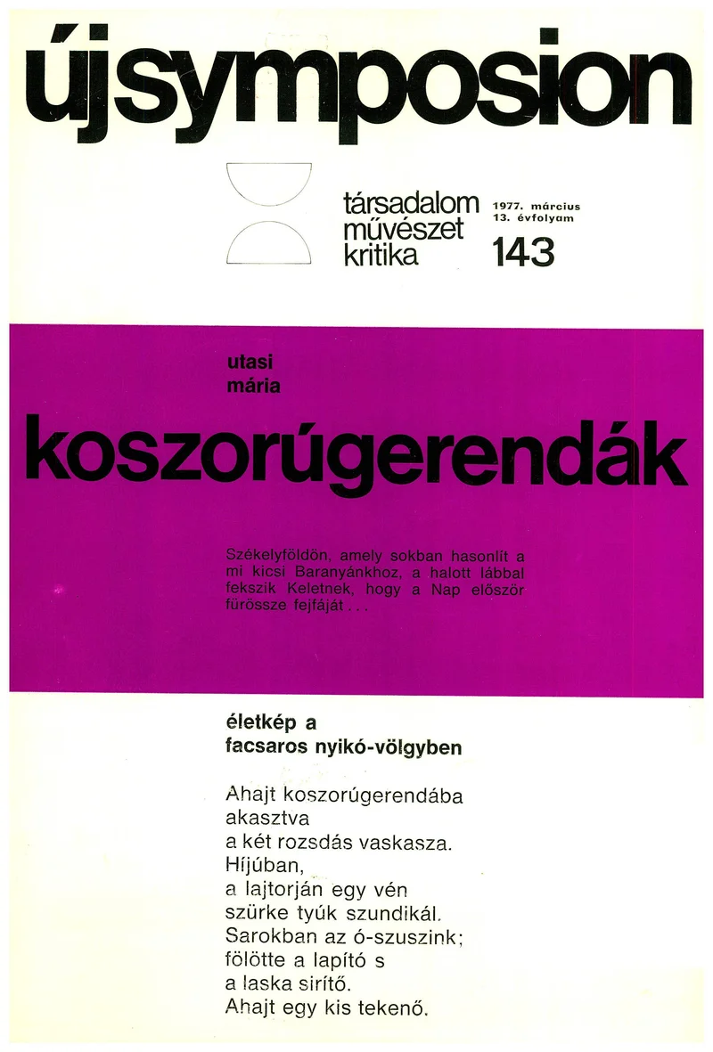 Új Symposion, 13. évf. 1977. március. 143. sz. 97–140. oldal