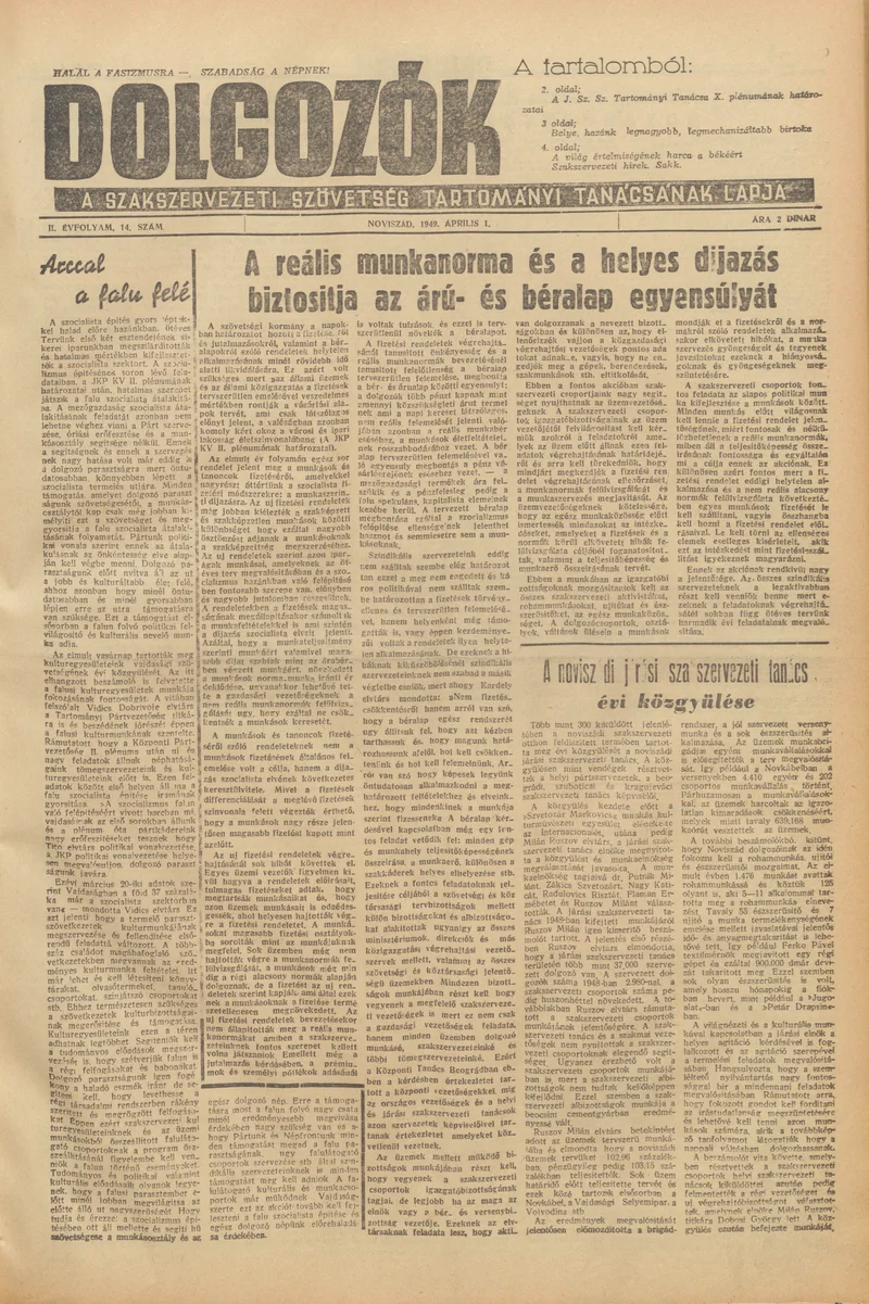 Dolgozók, 3. évf. 1949. április 1. 14. sz.