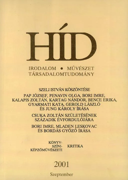 Híd, 65. évf. 2001. szeptember. 9. sz. 893–1032. oldal