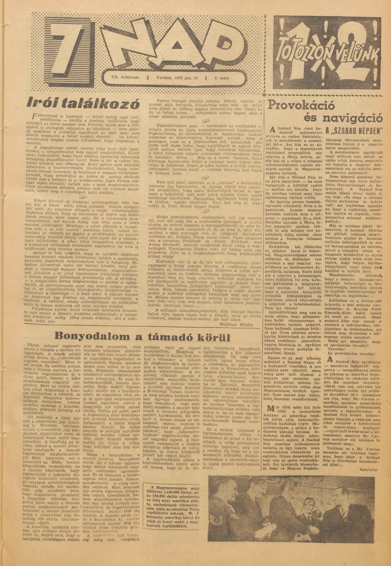 7 Nap, 7. évf. 1952. január 13. 2. sz. 1–12. oldal