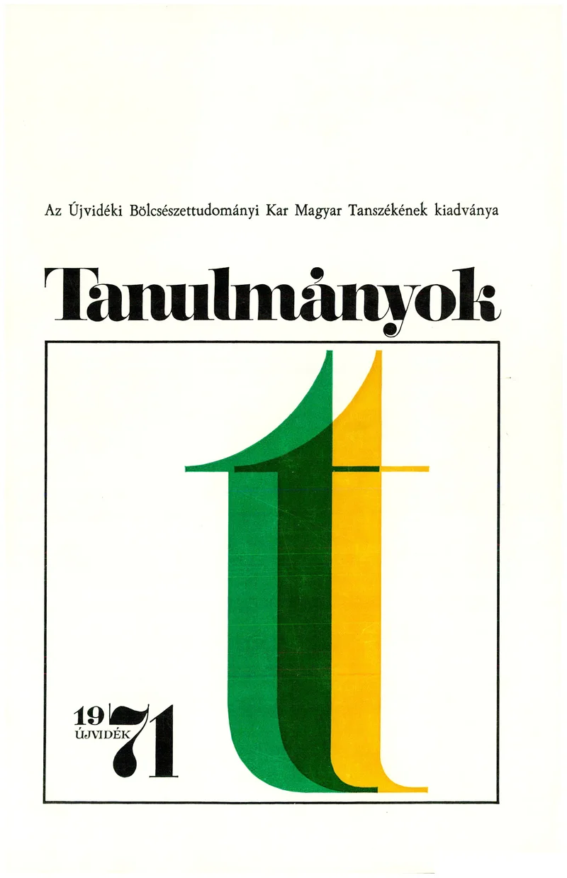 Tanulmányok, 3. évf. 1971. 3. sz. 1–376. oldal