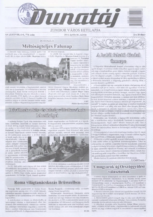 Dunatáj, 16. évf. 2014. április 16. 778. sz.