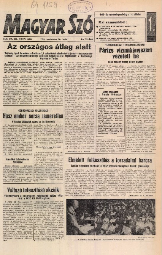 Magyar Szó, 43. évf. 1986. szeptember 16. 255. sz. 1–20. oldal
