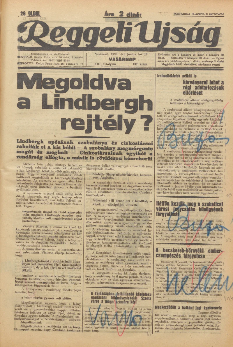 Reggeli Újság, 13. évf. 1932. június 12. 137. sz.